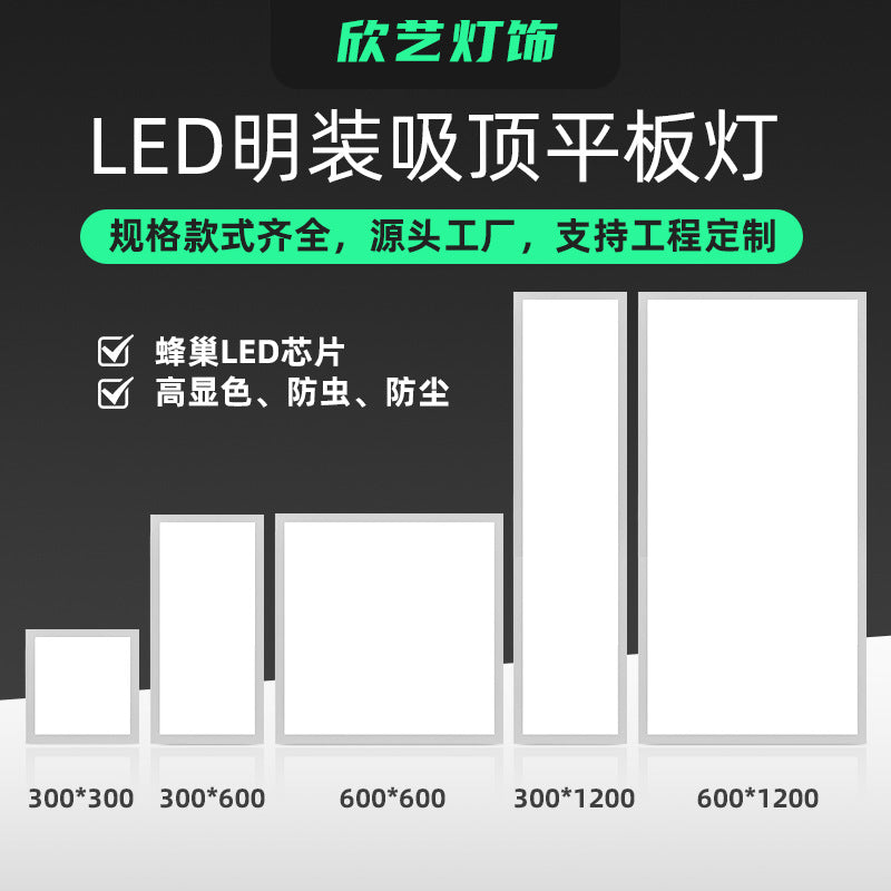 Engineering led light surface mounted flat light 600600 direct light panel light kitchen office commercial lighting lightweight