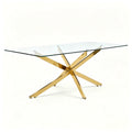hot-selling dining table, transparent table,  best-selling, minimalist high-end rectangular table, tempered glass dining table
