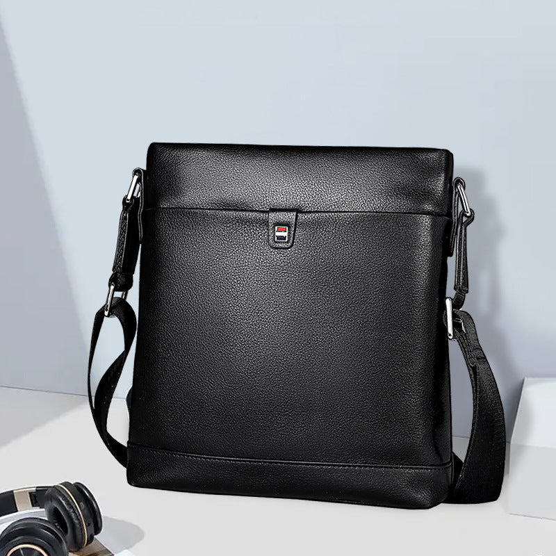 Casual men's bag Large capacity leather men's messenger bag Vertical fashion shoulder bag First layer cowhide men's satchel bag