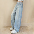 Girls' summer lightweight pants  new style: wide-leg pants for older girls, slim-fit straight-leg tencel jeans for middle school students