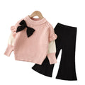 Kids' knitted sweater two-piece set: round neck outfit, new autumn/winter  collection, girls' base layer top and jacket set