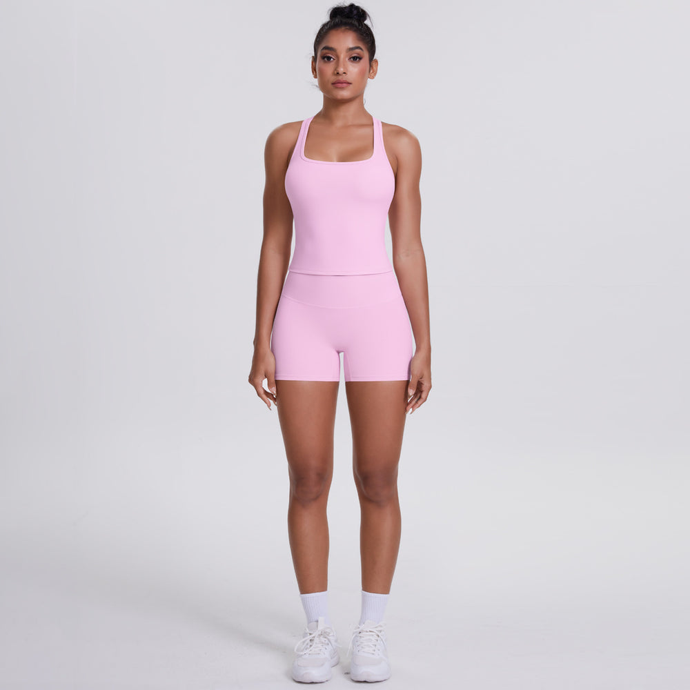 Cloud-feel brushed outdoor casual running yoga clothes, quick-drying, beautiful back, hip-lifting, tight shorts, sports and fitness clothes suit