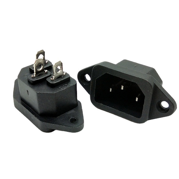 AC power supply three-core, male socket, product socket, with ears, male seat with fixing hole, power socket, iron foot
