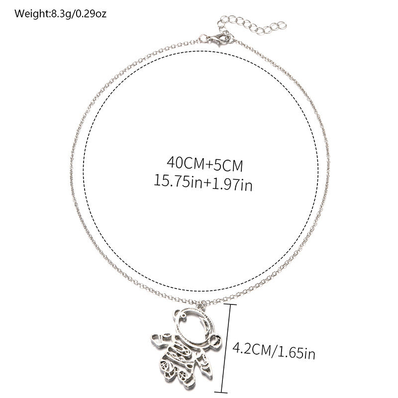 Wholesale disco sweater chains, european and american cross-border jewelry, astronaut stainless steel necklaces, unisex versatile chokers