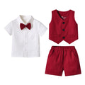 New boys' spring plaid vest three-piece set: gentleman's outfit for older boys, perfect for baby's first birthday celebration