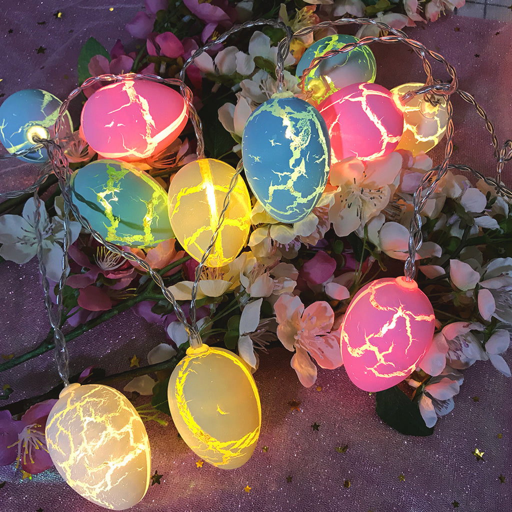 Easter LED vinyl egg light string, children's room decoration crack egg decoration battery box vinyl light string