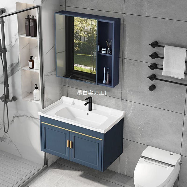 Toilet Space Aluminum Bathroom Cabinet Ceramic Integrated Basin Washbasin Cabinet Combined Washbasin Countertop Integrated Washbasin