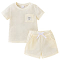 Baby boy & girl casual waffle knit pocket short sleeve top & shorts set