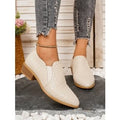 export plus size autumn new pointed-toe low-cut pumps brown chunky heel ankle boots  mid-heel leather upper