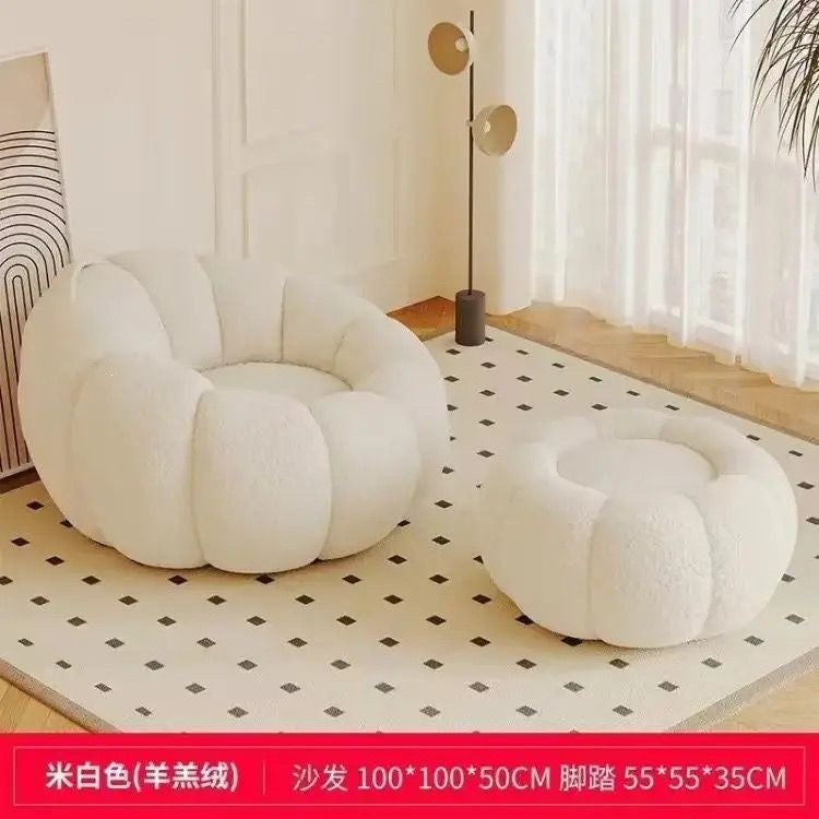 Cream style lazy sofa can lie down and sleep pumpkin sofa chair casual chair cashmere fabric sofa single sofa