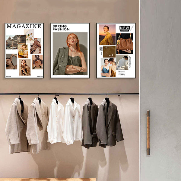 Light luxury clothing store wall decoration painting ins style fashion magazine cover hanging painting women's clothing store shoe bag store mural