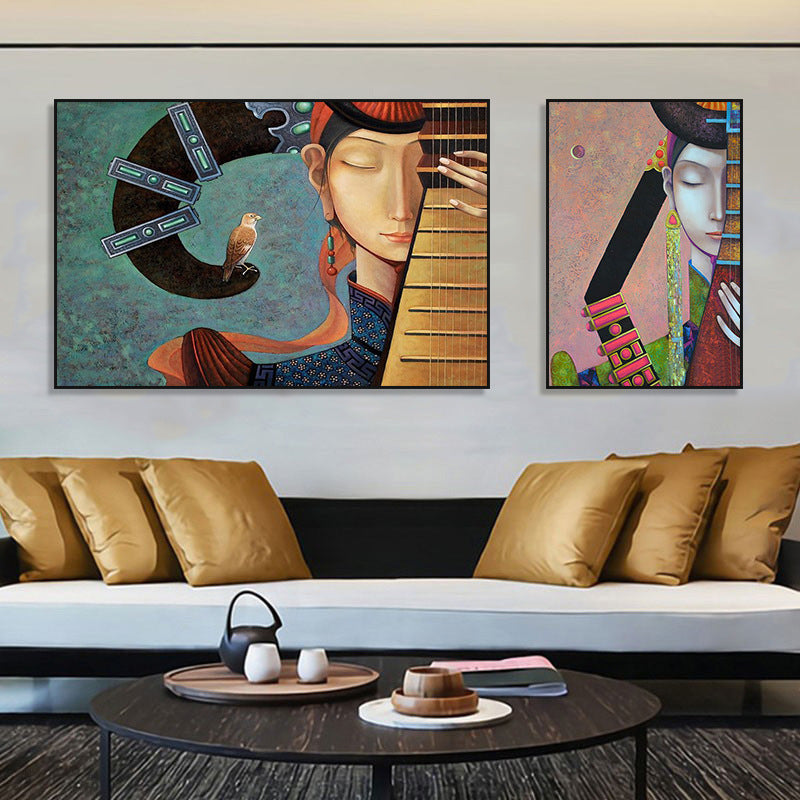 Ethnic minority decorative painting Inner Mongolia element oil painting Yunnan style B & B hotel box hanging painting bedroom living room