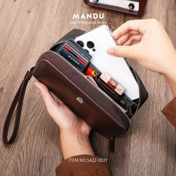 Foreign trade new men's anti-theft brush bag business clutch bag PU fashion mobile phone bag large capacity multi-card wallet