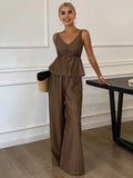 Ice silk fashion suit for women  summer new style covering meat slimming look short sleeve jumpsuit