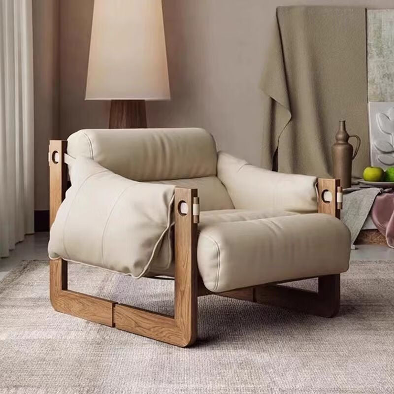 People sofa chair jersey island chair living room medieval style leather sofa chair casual lazy chair solid wood retro lounge chair
