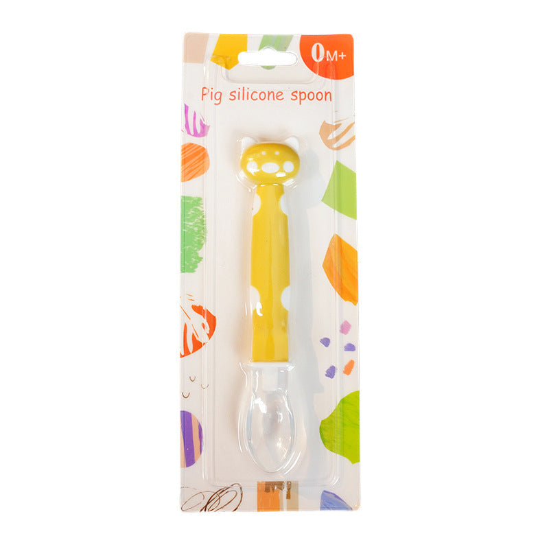 English card pack, baby silicone spoon, baby feeding tableware, soft head spoon, cartoon complementary food spoon, spoon, spoon