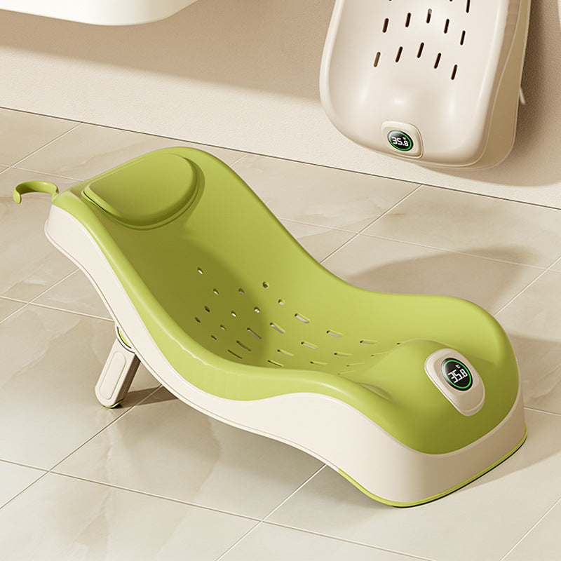 Baby temperature-sensitive bath bed, height-adjustable bathroom recliner, foldable bath support for children's bathtubs
