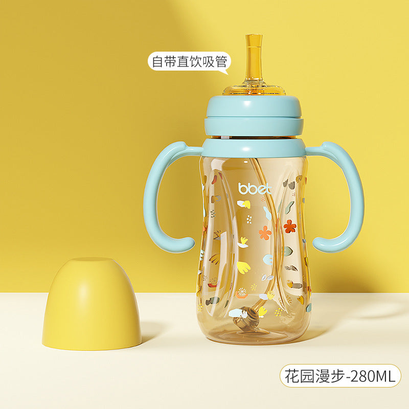 Baby bottle straw cup - ppsu sippy cup for infants and toddlers (1-3 years & up) - durable, spill-proof training cup