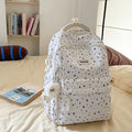 Rustic style backpack for female college students - minimalist polka dot floral cute girl's backpack - large capacity women's school bag