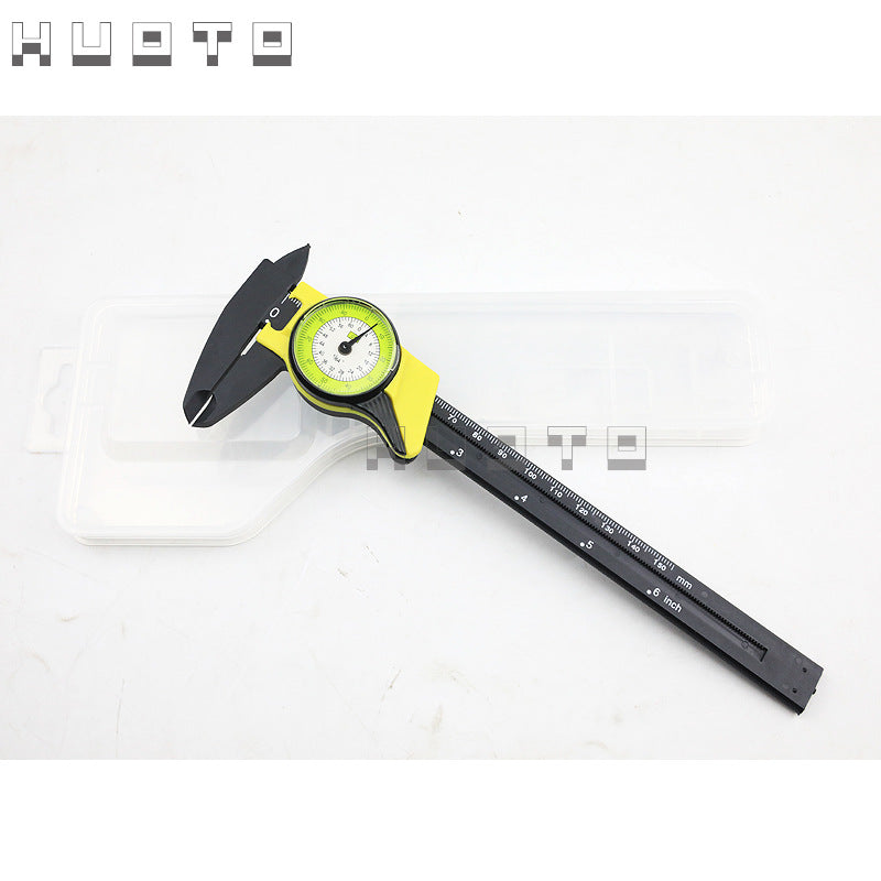 HUOTO 150MM 0.1 plastic box, plastic with watch caliper, plastic watch card, vernier caliper
