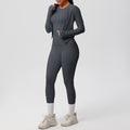 new cloud-soft brushed long-sleeve athletic zip-up jacket casual running butt-lifting fitness yoga three-piece set