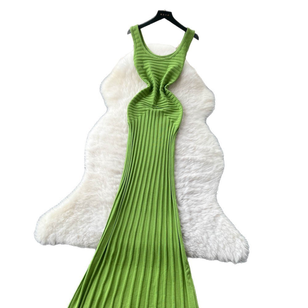 Accessible luxurynormcore styleclassy sense suspender knittingdress women's summer silmslimming look pure desire street hot girl long skirt