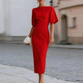 cross-border european and american women's clothing: new summer dresses - fashionable, solid color, slim-fit work dresses for the modern professional