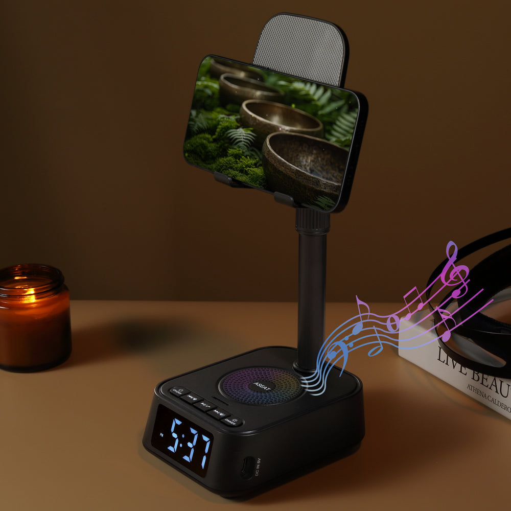 Longweishi q1 creative mobile phone holder smart home brand multi-function bluetooth speaker lazy holder three-in-one