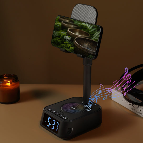 Longwei Q1 Creative Mobile Phone Holder Smart Home Brand Multifunctional Bluetooth Speaker Lazy Holder 3-in-1