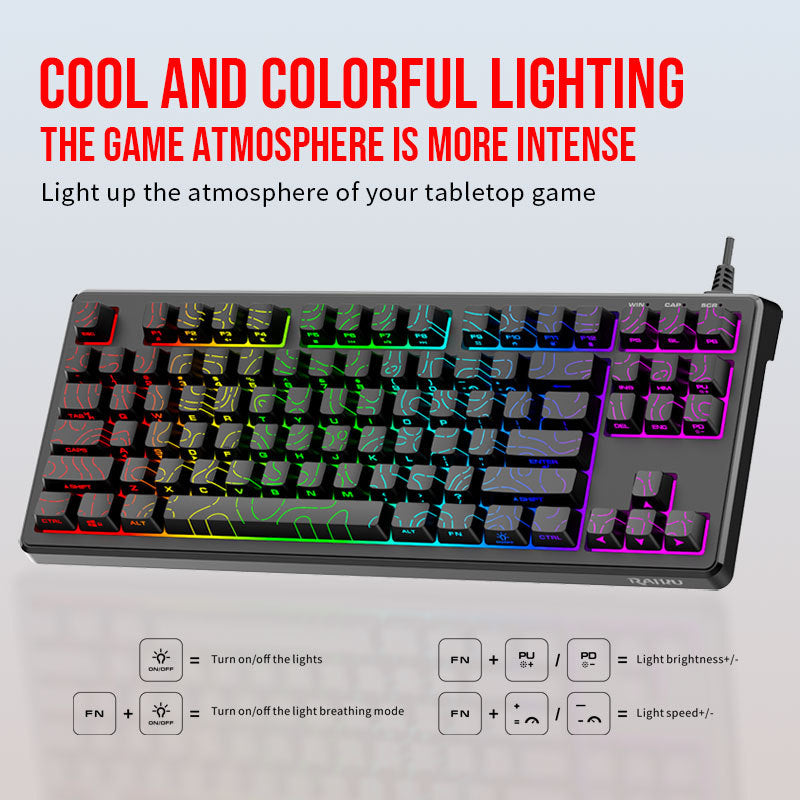 Leikui dg87 wired keyboard: stylish mechanical feel, rgb backlit, profiled keycaps – perfect for office and gaming