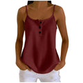 european and american summer new arrival: solid color waffle knit patchwork cami top with adjustable straps, slimming design, and button closure