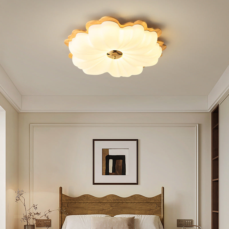 Walnut bedroom ceiling light medium antique solid wood petals full spectrum eye protection super bright book room children's room light