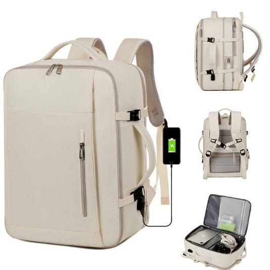 New Business Expansible Backpack USB Port Outdoor Commuter Laptop Bag Multifunctional Fashion Backpack