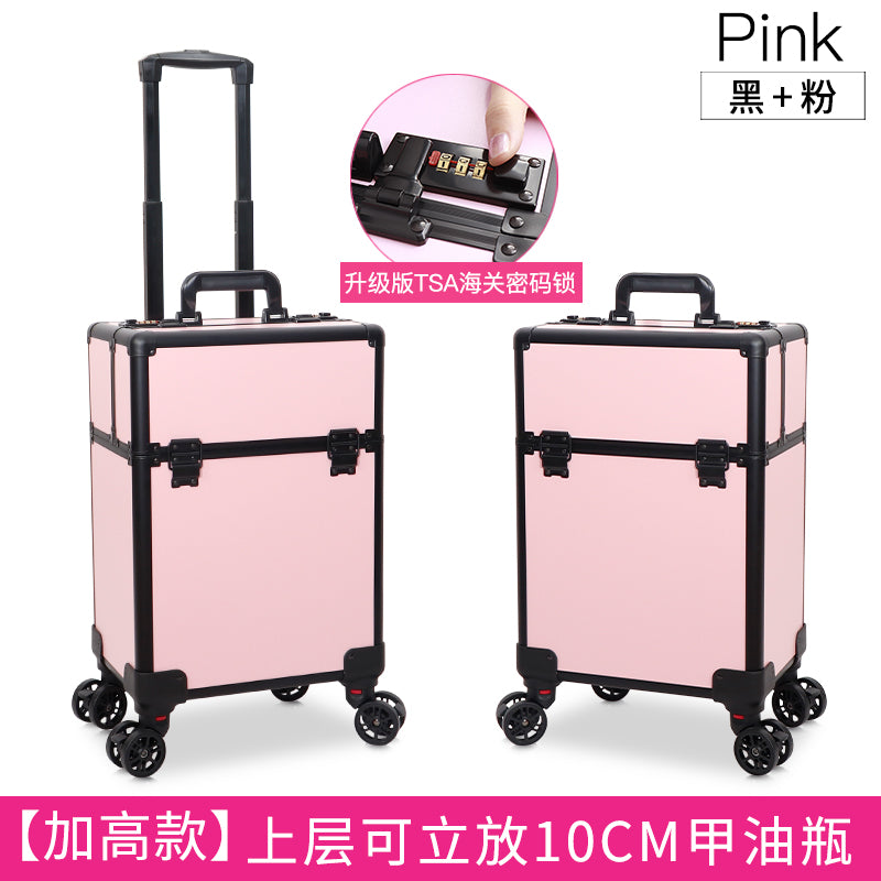 Haosen, cosmetic case, large capacity, trolley case with password lock, special storage toolbox for manicure embroiderers