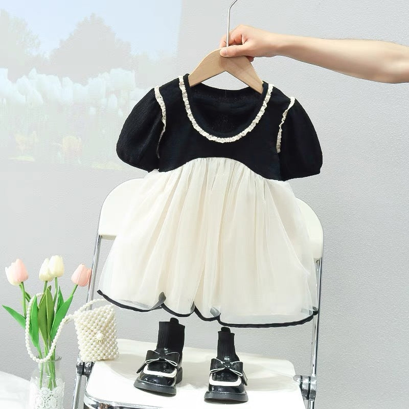 Girls' summer dresses  new style: chic little girl short-sleeve bowknot princess tutu dress