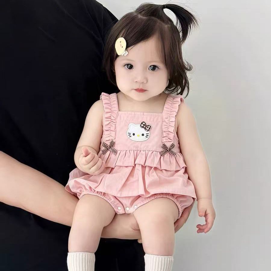 Newborn baby triangle romper - princess style - baby girl's camisole bodysuit - lightweight one-piece outfit for summer