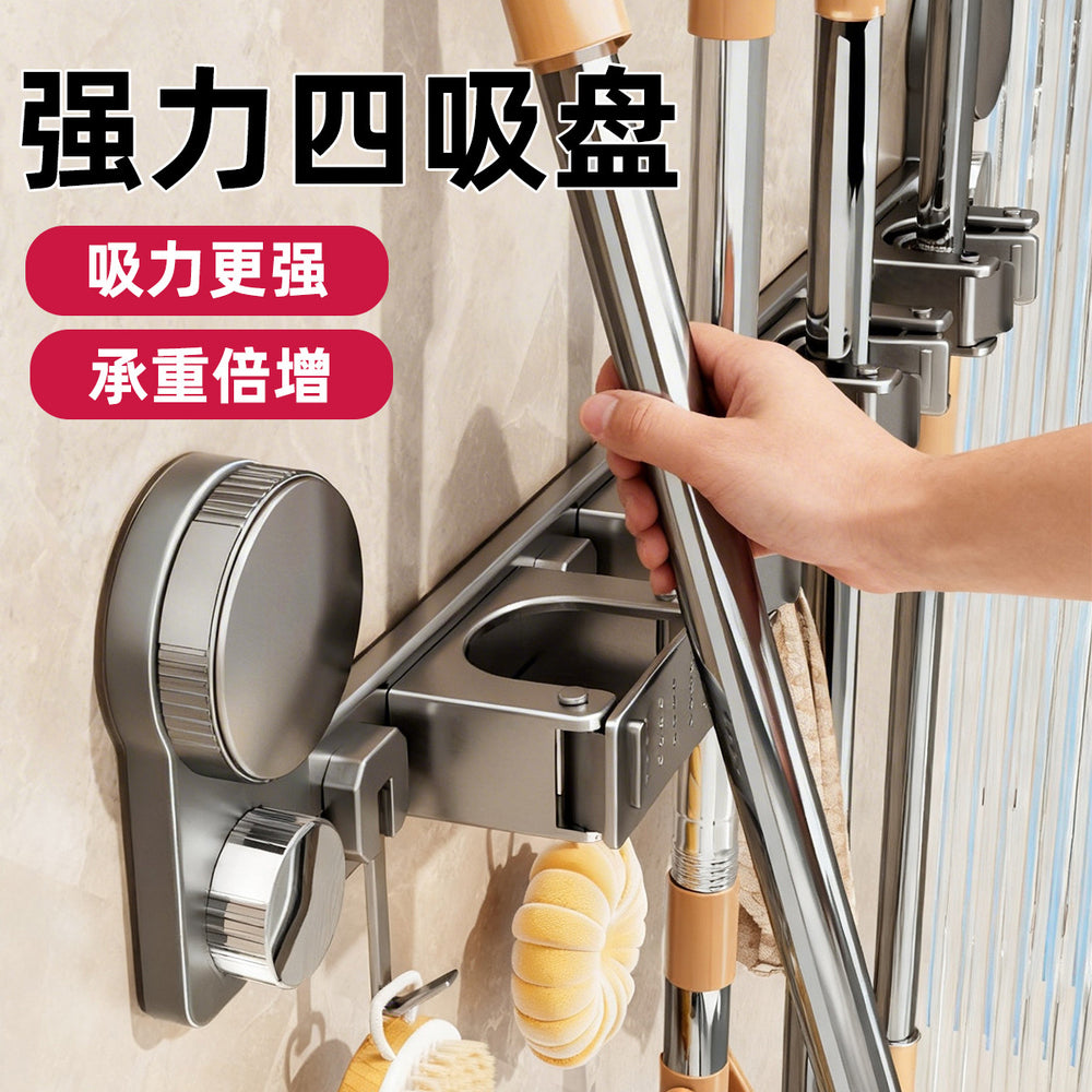 Suction cup mop wall hanging clip punch-free wall hanging broom mop for home bathroom bathroom strong fixed rack hook