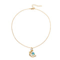 Planet pendant wholesale european and american cross-border jewelry fashion diamond-encrusted clavicle chain women's niche star moon alloy necklace