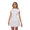 Amazon fashion cross-border women's summernew arrivalpure color round neck tight fake flap pocket pants design waist dress