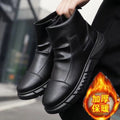 Men's winter warm cotton shoes - fleece lined, non-slip, casual high-top cotton shoes for men, elderly cotton shoes, men's leather cotton shoes for seniors