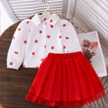 Children's clothing  fashion children's clothing cross-border love shirt pleated cake skirt two pieces