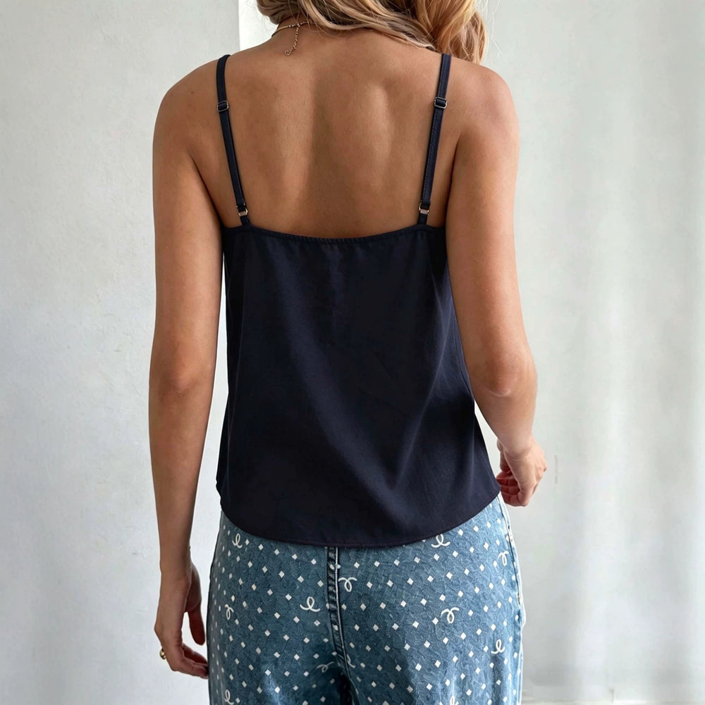 summer new arrival: hollow-out v-neck cami top - women's loose fit, slimming, outerwear, spicy girl style, base layer top
