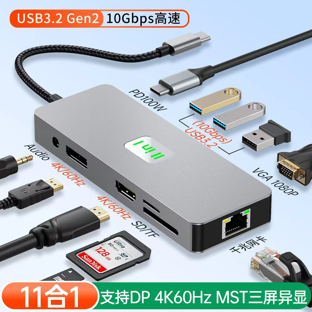 usb hub 3.2 docking station type-c hd+dp+vga three-screen different display mst multi-screen expansion dock