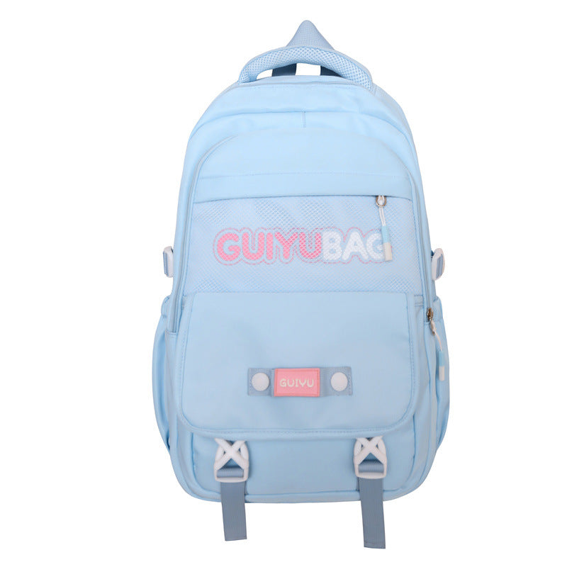 New schoolbag female middle school students simple and versatile large capacity fashion solid color backpack high school students college style backpack