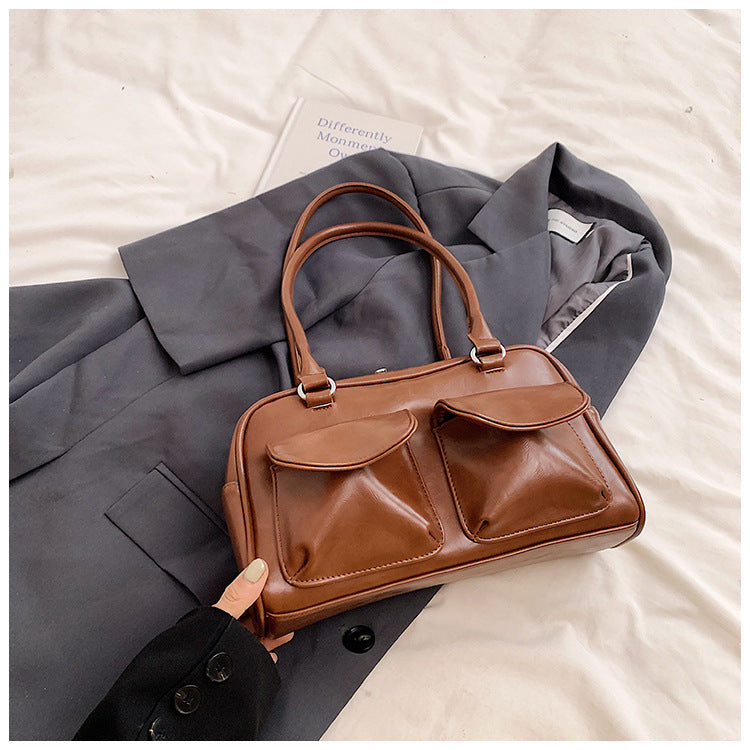 Retro underarm bag women's 2025 new textured tote shoulder bag niche large-capacity portable commuter bag