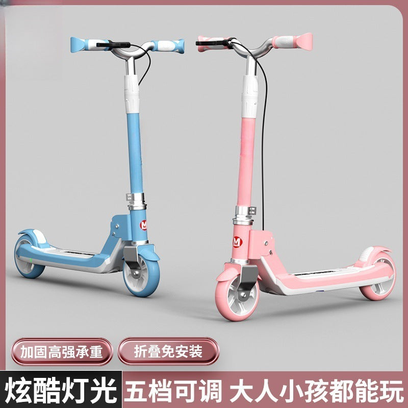 New children's scooter adult two-wheeler foldable adolescent men's and women's flash wheels large wholesale scooter