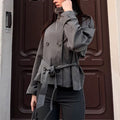autumn new women's clothing - cross-border european & american style - versatile & fashionable commute solid color tie-waist trench coat