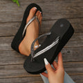 2025 summer new arrival: korean style fashion wedge heel flip-flops - plus size women's beach sandals, ready to ship (african export)