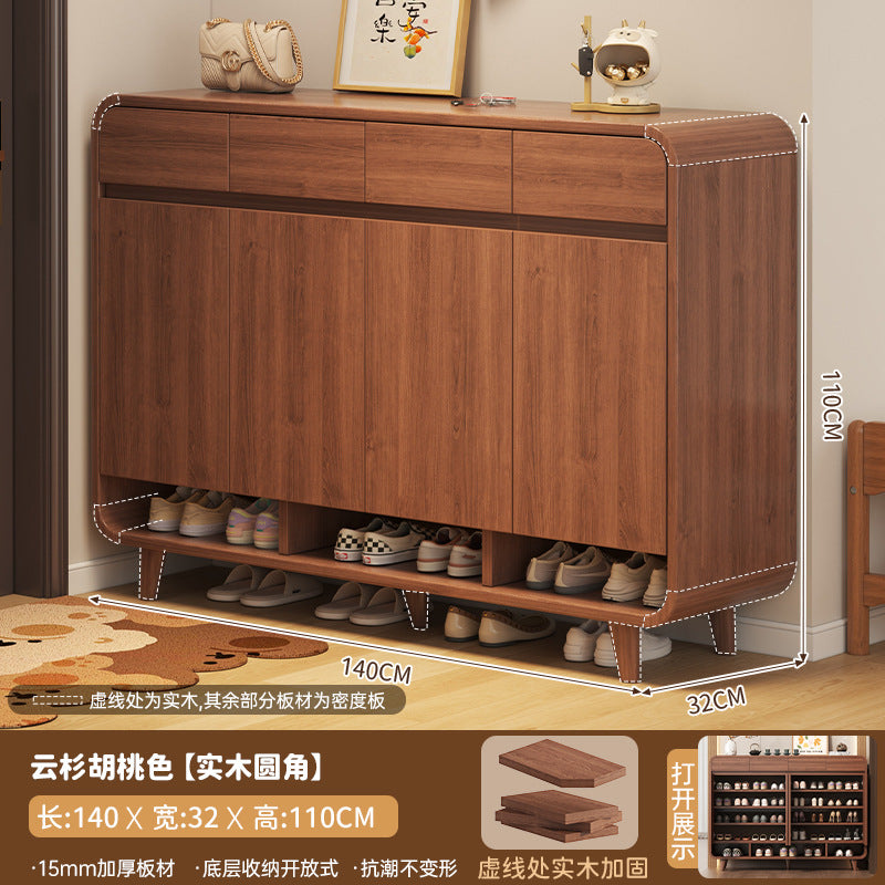 Solid wood core shoe cabinet household entrance 2025 new Chinese-style wall storage cabinet large-capacity indoor shoe rack