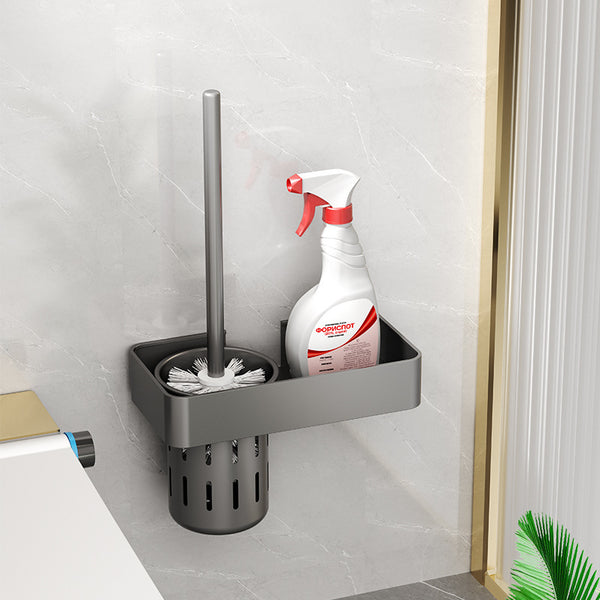 Gun Gray Toilet Toilet Brush Shelf Household Wash Toilet Cleaning Artifact Wall Mounted Set Squat Pit Brush